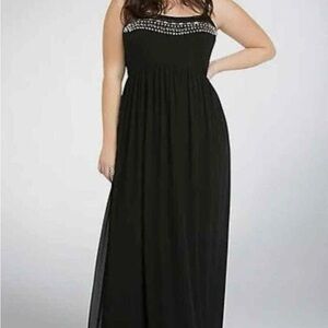 Torrid Black Strapless Embellished Gown